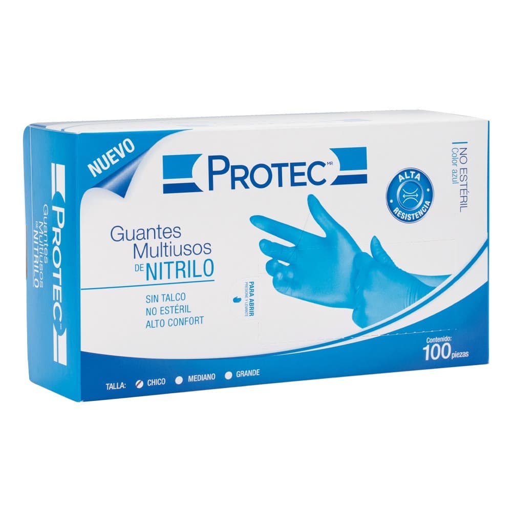 Guantes de nitrilo Protec talla chico c/100