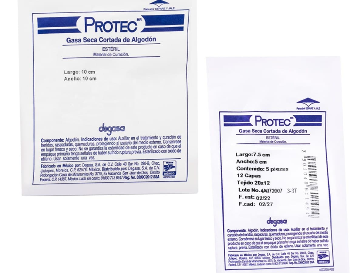 Gasa seca cortada estéril Protec 10×10 cm
