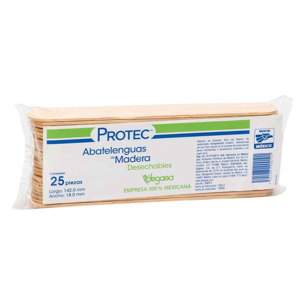 Abatelenguas de madera Protec 15 cm, bolsa c/25