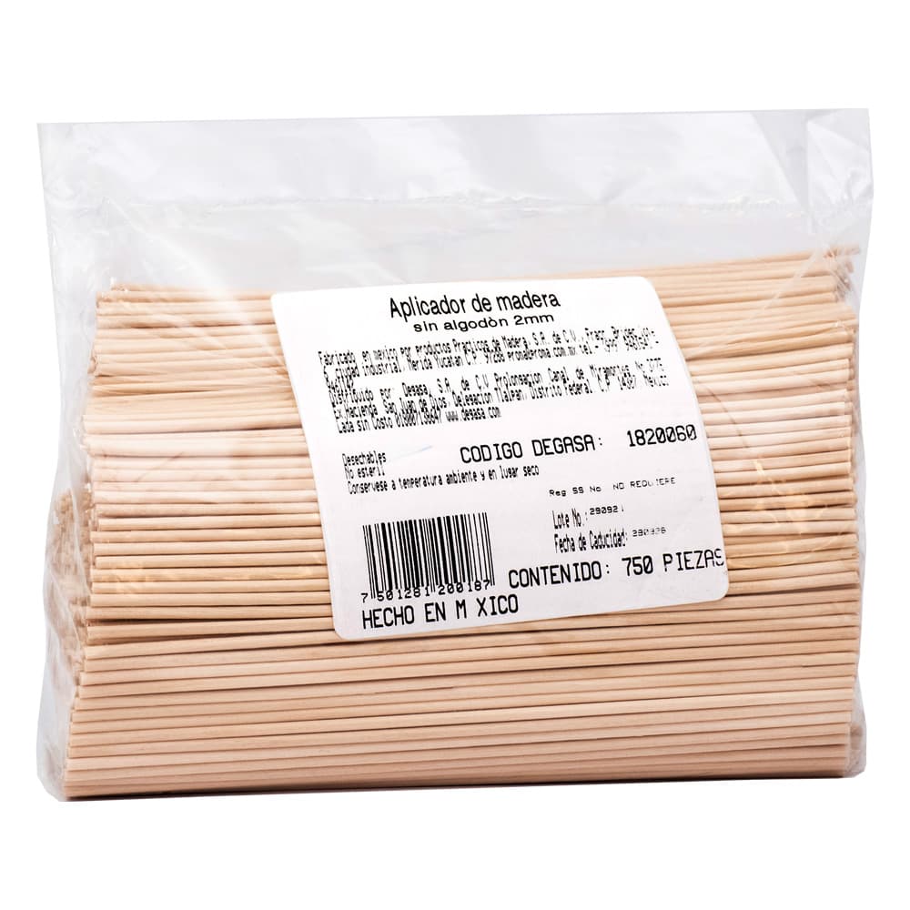 Aplicadores de madera sin algodón Protec 15 cm, bolsa c/750